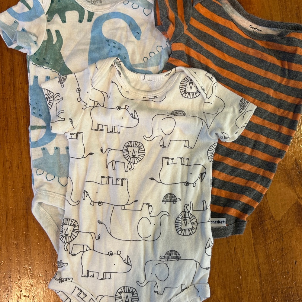Carter's Blue and Orange Striped Bodysuits Soft Cotton